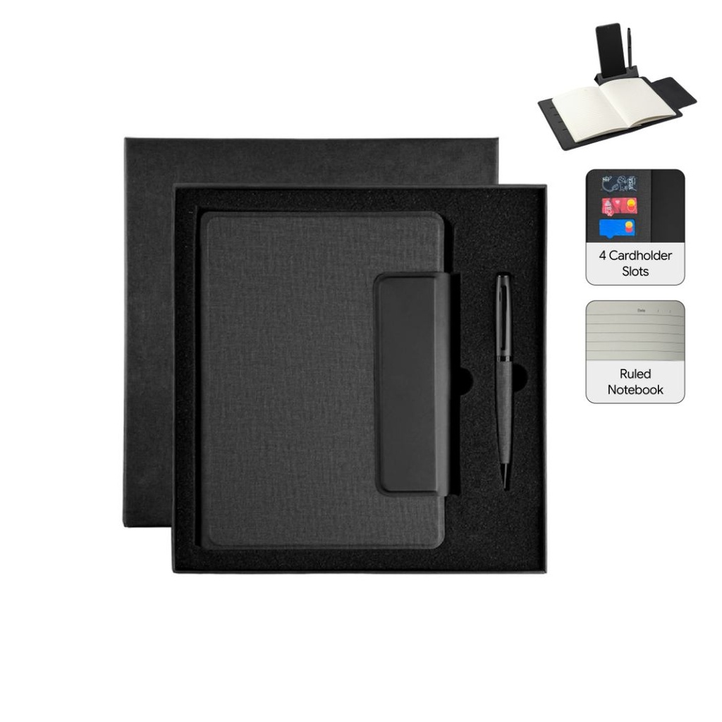 LUBECK - Santhome A5 PU Portfolio with Pen - Black 