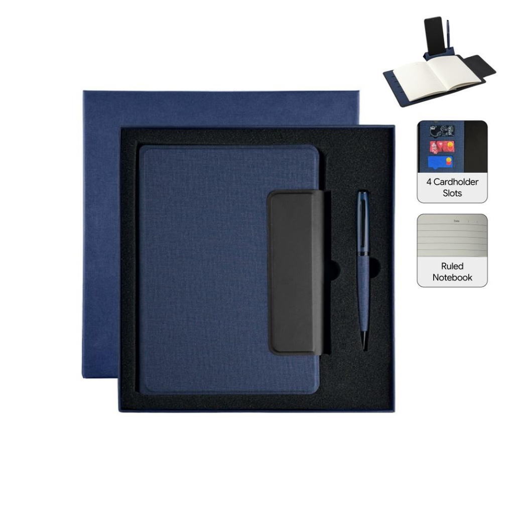 LUBECK - Santhome A5 PU Portfolio with Pen - Navy Blue 