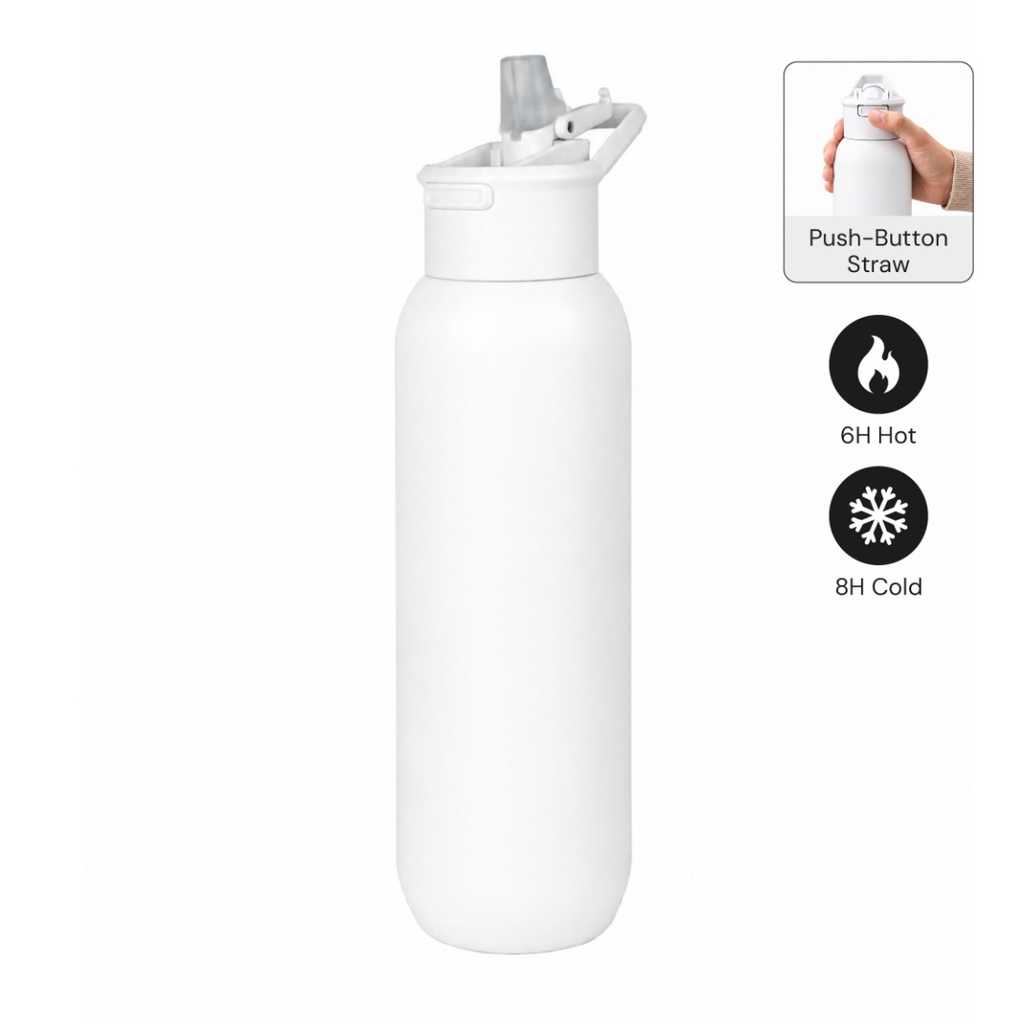 TOLEDO - Hans Larsen Double Wall Bottle with Straw  600 ml - White