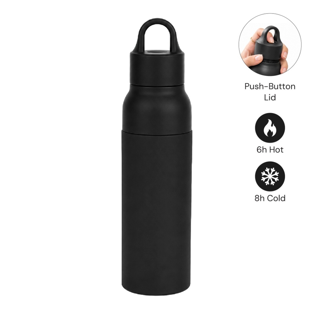 RHODES - Hans Larsen Double Wall Bottle with Push Lid  550 ml - Black 