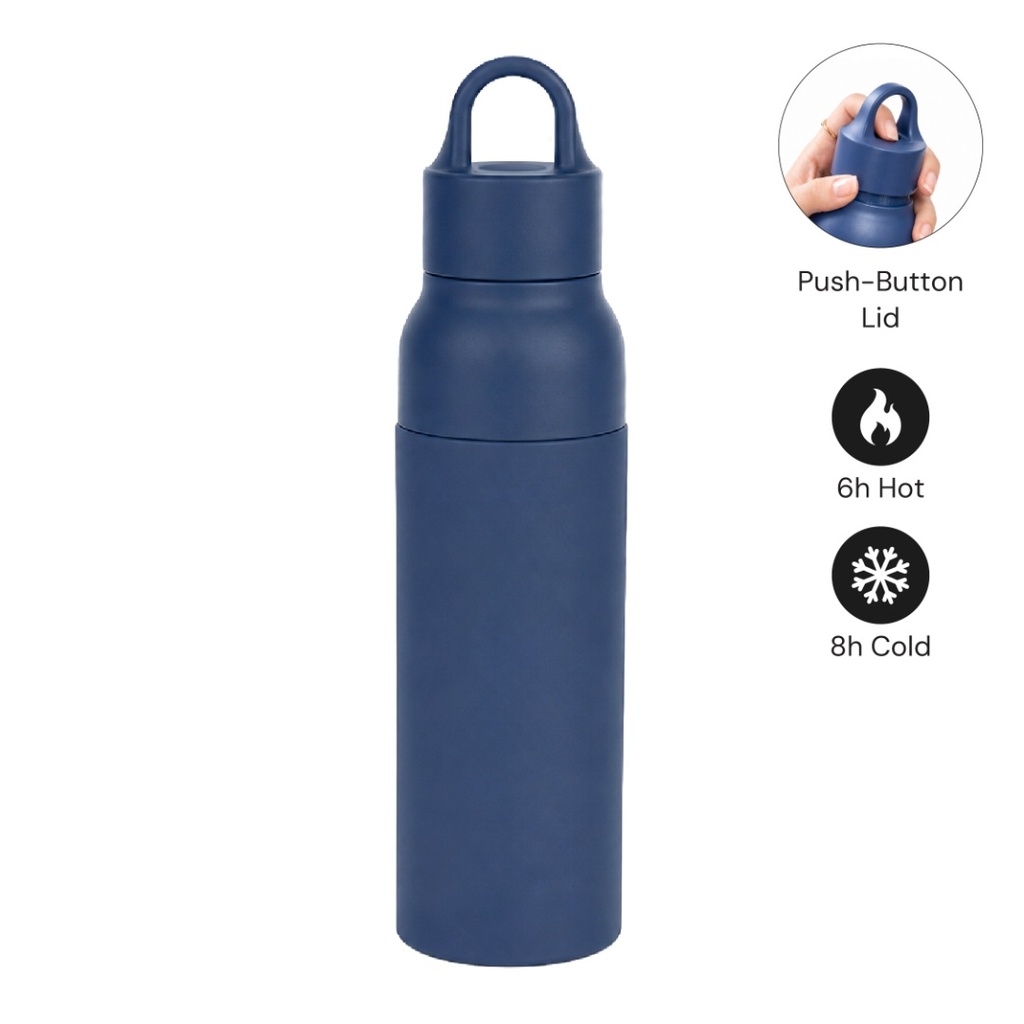 RHODES - Hans Larsen Double Wall Bottle with Push Lid  550 ml - Navy Blue
