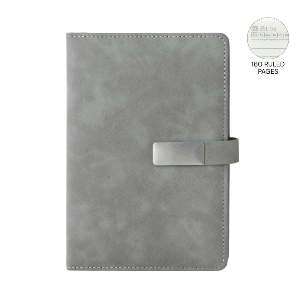 WINDSOR - Giftology A5 PU Magnet Closure Notebook - Grey