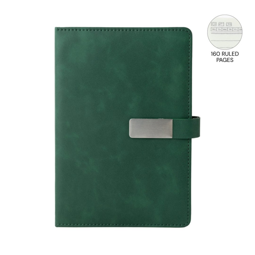 WINDSOR - Giftology A5 PU Magnet Closure Notebook - Green