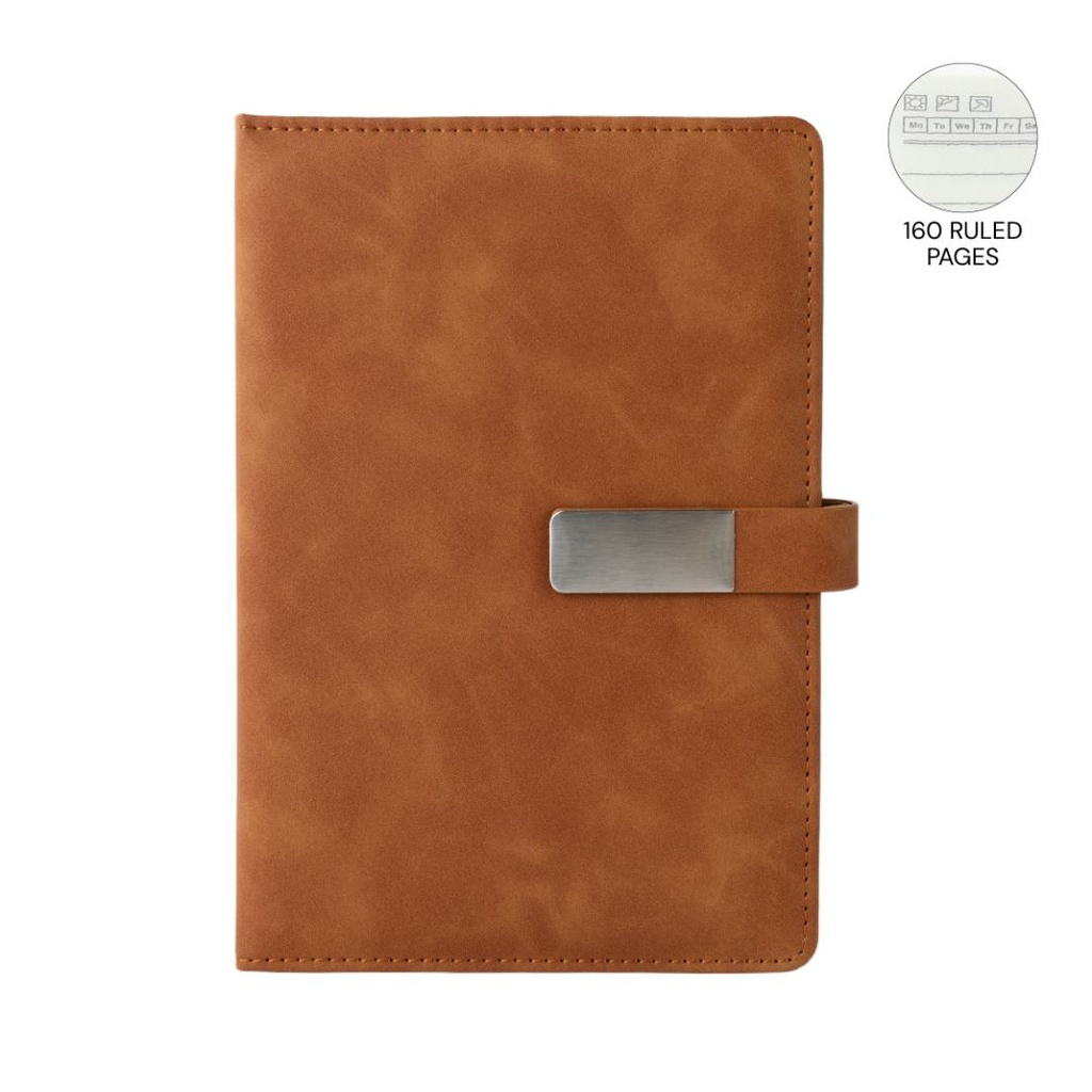 WINDSOR - Giftology A5 PU Magnet Closure Notebook - Tan
