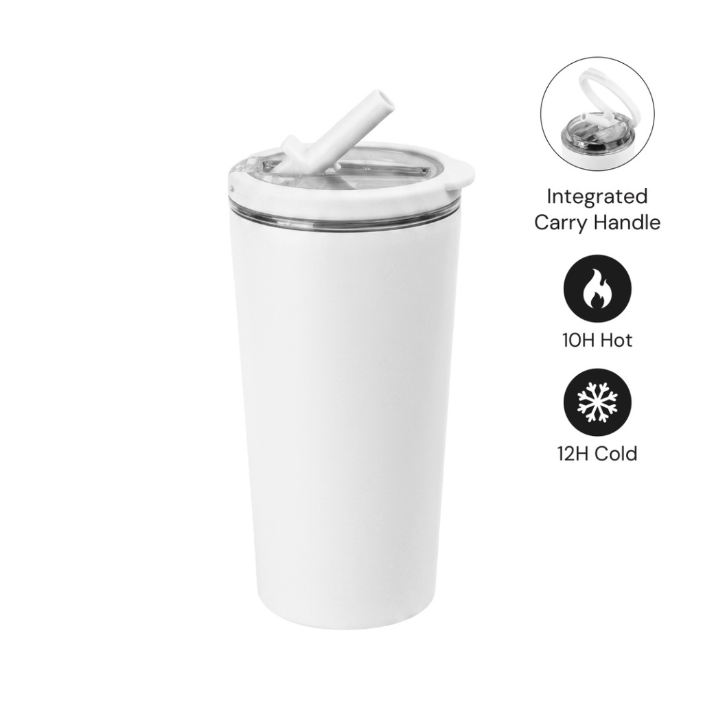 MARBELLA - Hans Larsen Double Wall Tumbler with Sip Lid 600 ml - White