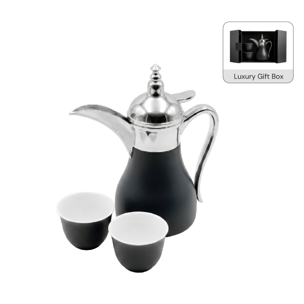 WESAL - Hans Larsen Dallah Nano Gift Set with 2 Cava Cups - Black / Chrome 