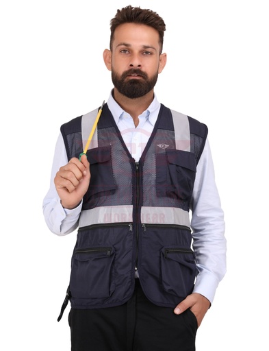 [1006 - Safex Pro Vest] Safex Pro Safety Vest- Color: Navy Blue
Fabric: Polyester & Air Mesh
GSM: 130