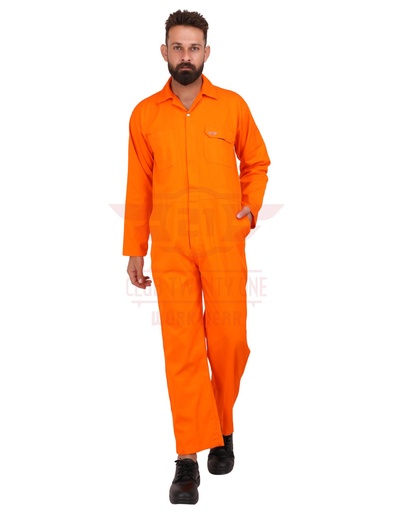[2002 - Austin Coverall] Austin Coverall
Color: Fabric: Orange              Pre Shrunk 100% Cotton
GSM: 210