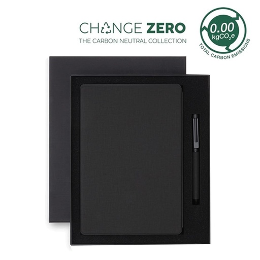 [GSSN 9539] VARDIM - CHANGE ZERO Sustainable Gift Set with Refillable Notebook & Pen - Black