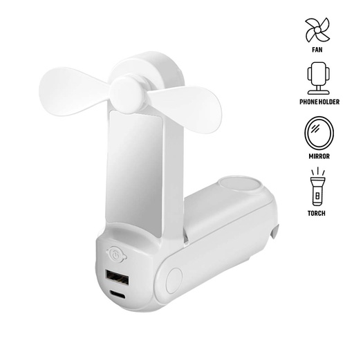 [ITPB 1261] ARCHIE - Giftology 5-in-1 Powerbank Fan with Torch, Phone Holder & Mirror