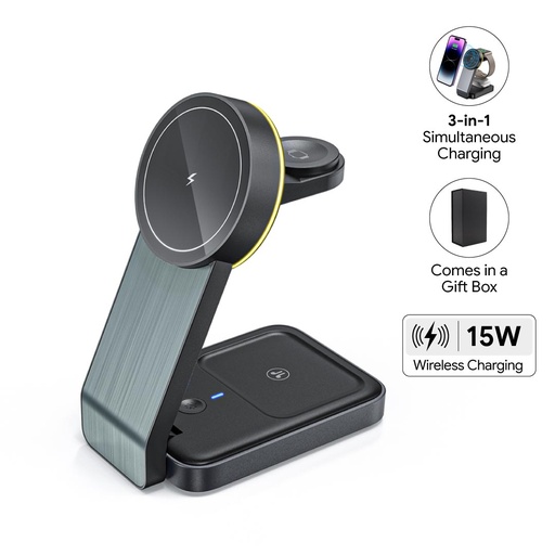 [ITWC 1278] POWERBASE @memorii 3 in 1 Wireless Fast Charging Station with Ambient Light