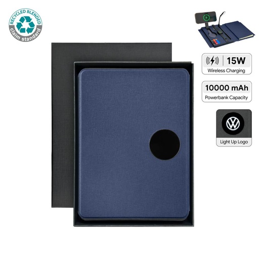 [ITFO 1295] SOLAIS - Santhome Recycled 10000 mAh Power Bank with 15W Magsafe Smart A5 Organizer - Navy Blue 