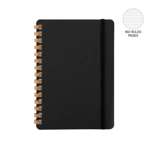 [NBEN 5385] CORDOBA - eco-neutral Cork Spiral Notebook - Black