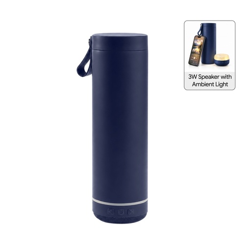 [DWGL 3292] DEXOS - Giftology Double Wall Vacuum Bottle with 3W Speaker - 500 ml - Navy Blue