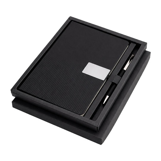 [GSGL 9615] RIPPLE SET - Giftology Set of Notebook and Pen - Black 