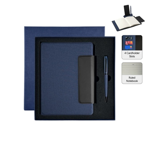 [GSSN 9626] LUBECK - Santhome A5 PU Portfolio with Pen - Navy Blue 