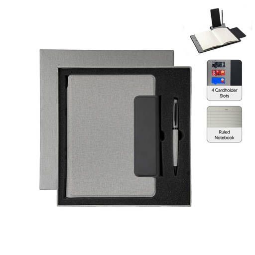 [GSSN 9627] LUBECK - Santhome A5 PU Portfolio with Pen - Grey 